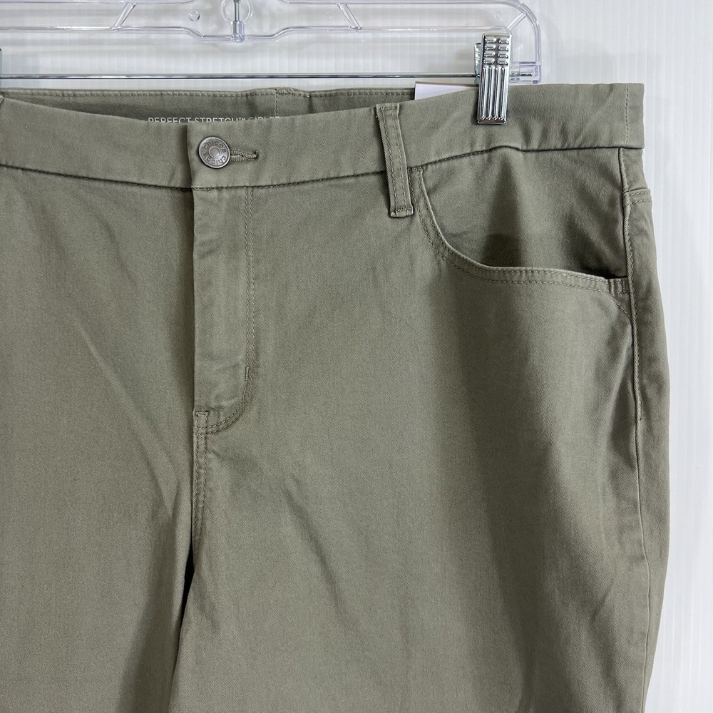 Chicos Girlfriend Slim Leg Capri Crop Pants Size 3 Perfect Stretch Green NEW - Picture 2 of 12